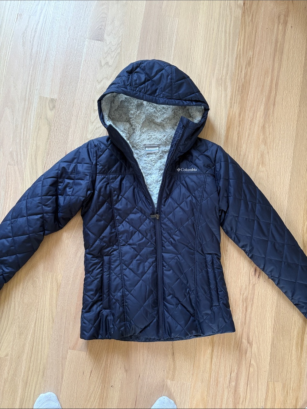 Columbia Navy Quilted Hooded Puffer Jacket